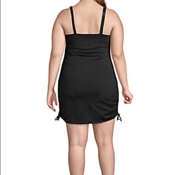 Land’s End Plus Regular size Swimsuit adjustable one piece dress panty Black Var - Picture 5 of 6